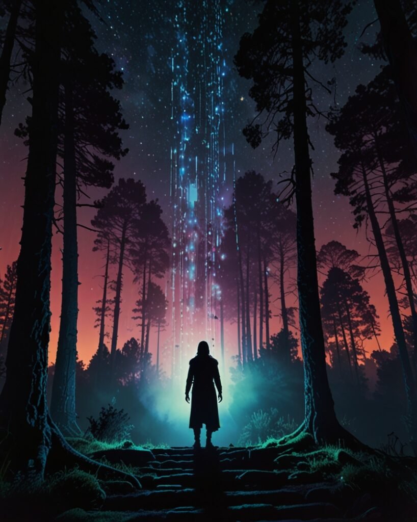 A mystical radiating in the forest. About Oracle Baba.