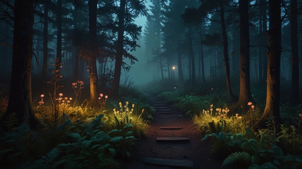 path of surrender within maya unfolding in forest